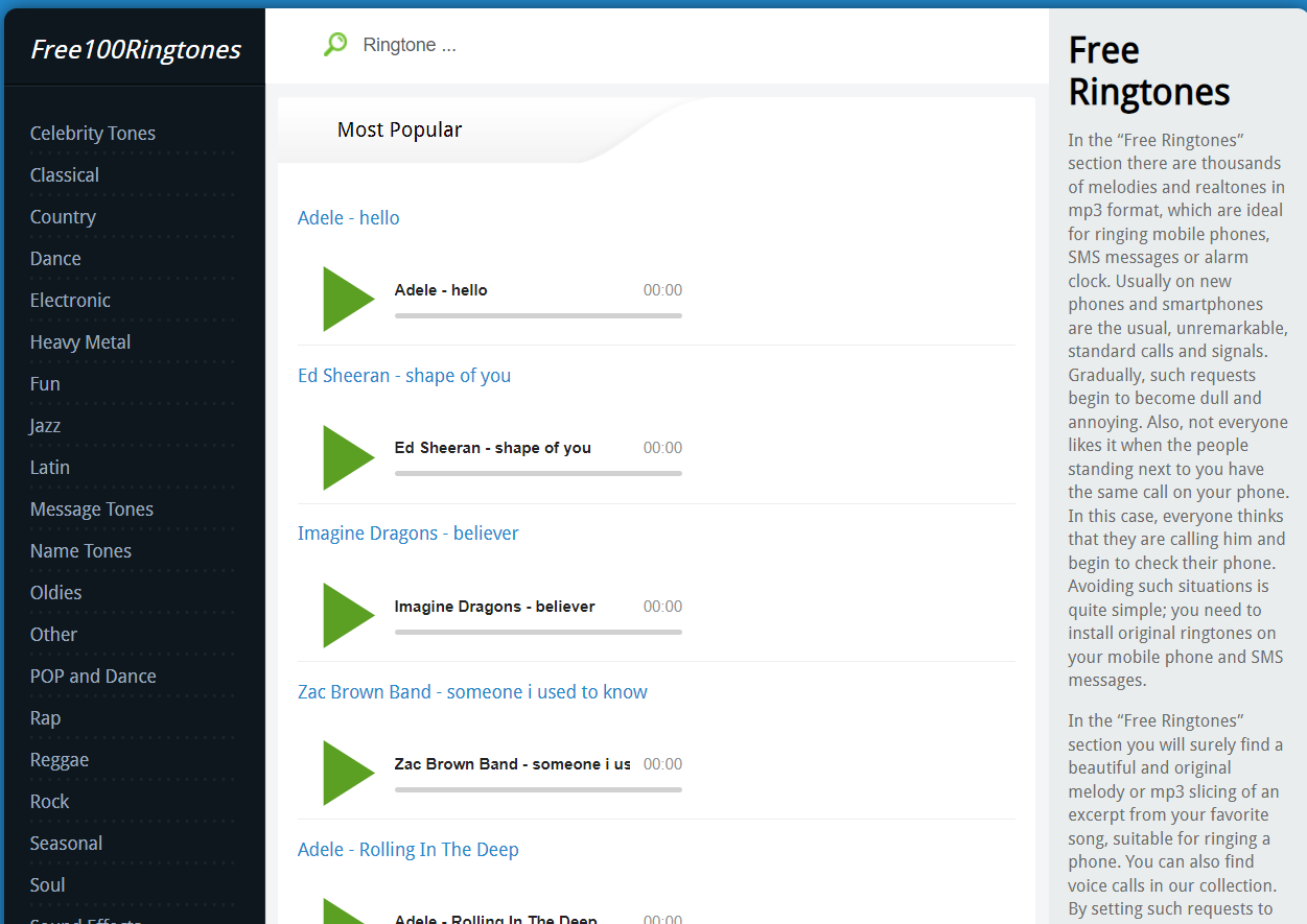 Most Popular Ringtones for All Mobile Phones